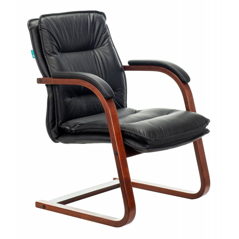 Кресло Бюрократ T-9927WALNUT-AV/BL на полозьях черный кожа главное фото